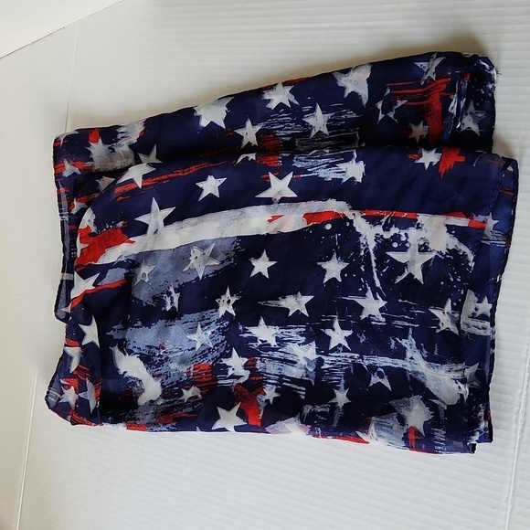 Stars and Stripes Infinity Scarf by Lavello Chiffon Hometown Classics Red Blue - Picture 2 of 6